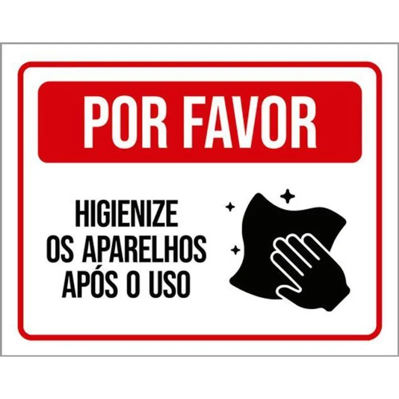 Kit 3 Placas Academia Higienize Aparelhos Após Uso