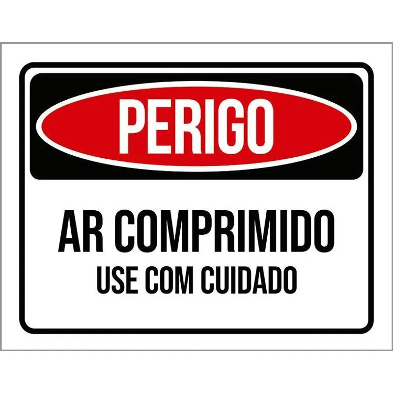 Kit 3 Placas Sinalização - Perigo Ar Comprimido Use Cuidado