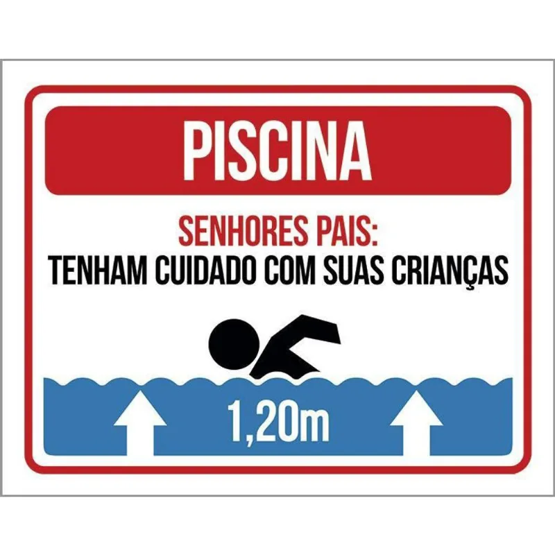 Kit 3 Placas - Piscina Pais Cuidado Com Crianças