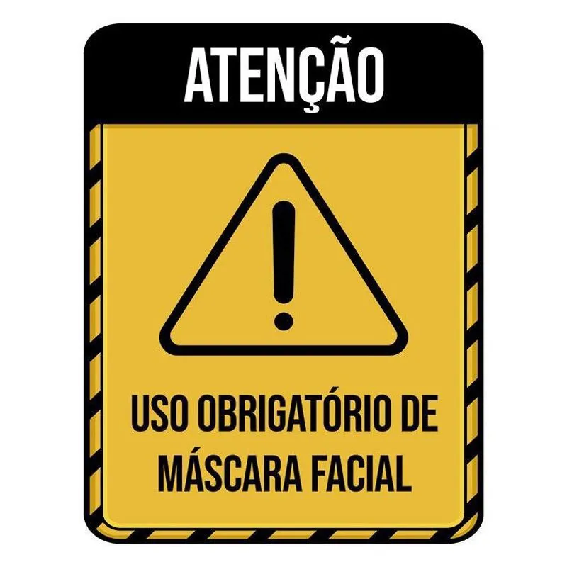 Kit 3 Placas Atenção Uso Obrigatório Máscara Facial