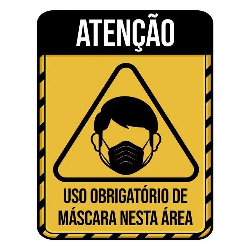 Kit 3 Placas Atenção Uso Obrigatório Mascara Nesta Área