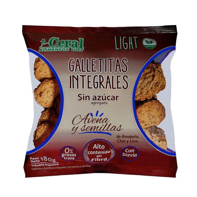 Galletitas integral Ceral de semilla y avena 180 g.