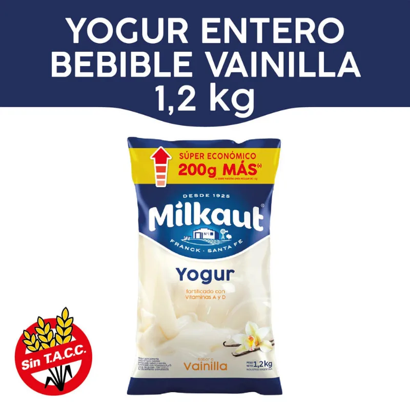 Yogur Entero Milkaut Bebible Sabor Vainilla Promo 1.2 Kg
