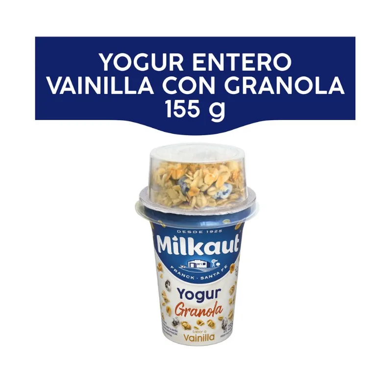 Yogur de vainilla con granola Milkaut 155 g.