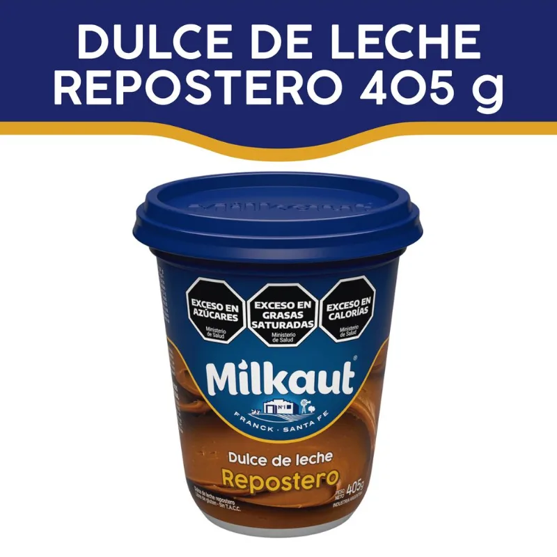 Dulce de leche repostero Milkaut pote 405 g.