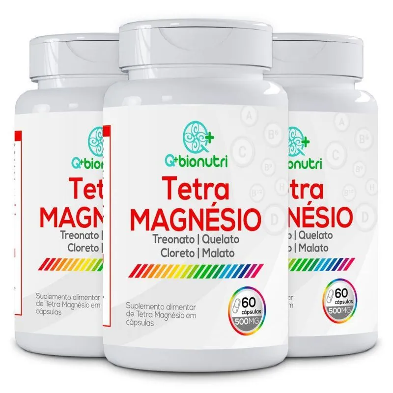 3 Tetra Magnesio Quelato Malato 60 Caps 500mg - Qbionutri
