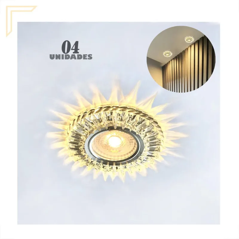 4 Spot Redondo De Embutir Led 3000K Integrado Bordas Lup67