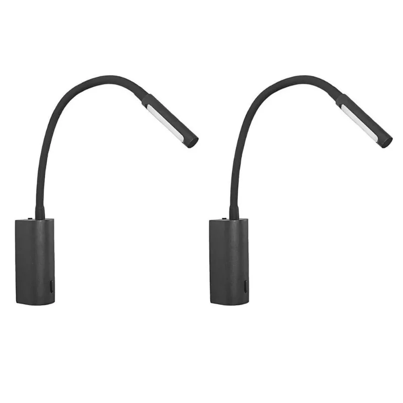 Kit 2 Arandela Leitura Cabeceira Led Interruptor 3000K 3W