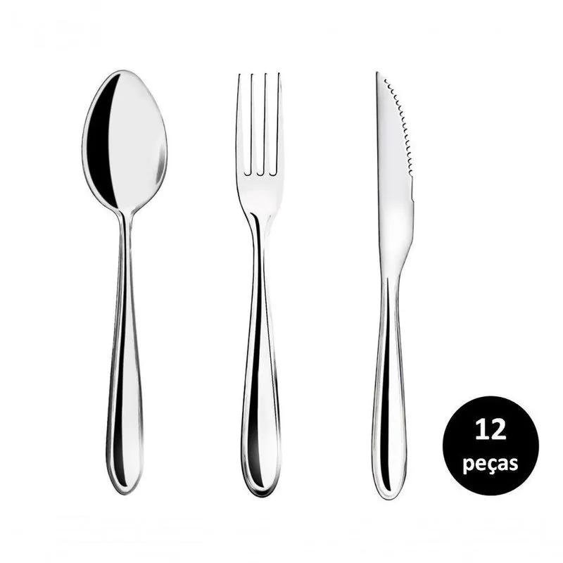 Jogo Talhares De Mesa Inox Prime Lagoa 12 Pç Garfo
