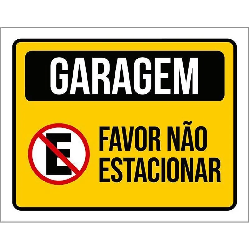 Kit 5 Placas Amarela Garagem Por Favor Não Estacionar 27X35