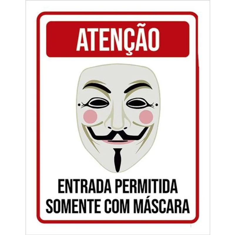 Kit 5 Placas Decorativa Entrada Permitida Com Máscara 36X46