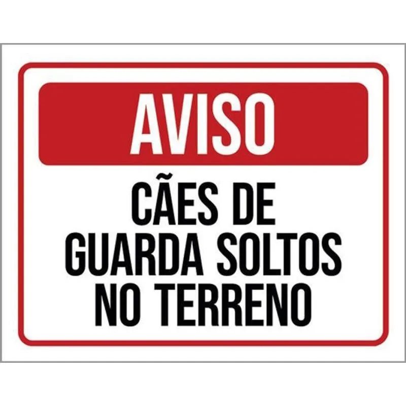 Kit 5 Placas Aviso Cães Guarda Soltos Terreno 36X46
