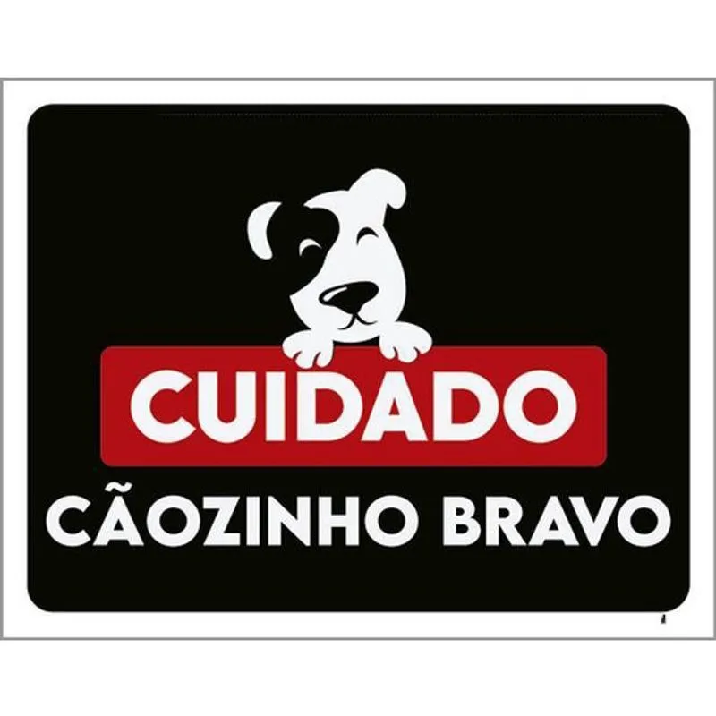 Kit 5 Placas Cuidado Cãozinho Bravo Sorriso 36X46