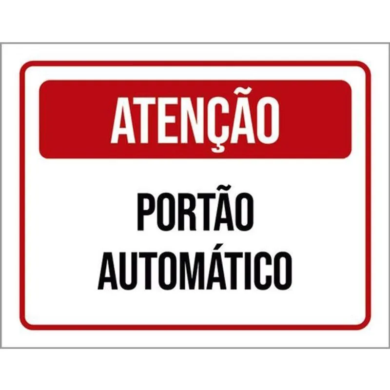 Kit 5 Placas Atenção Portão Automático Vermelha 36X46