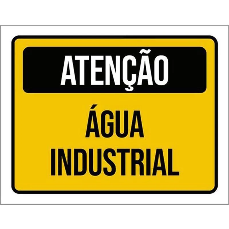 Kit 5 Placas Atenção Água Industrial 36X46