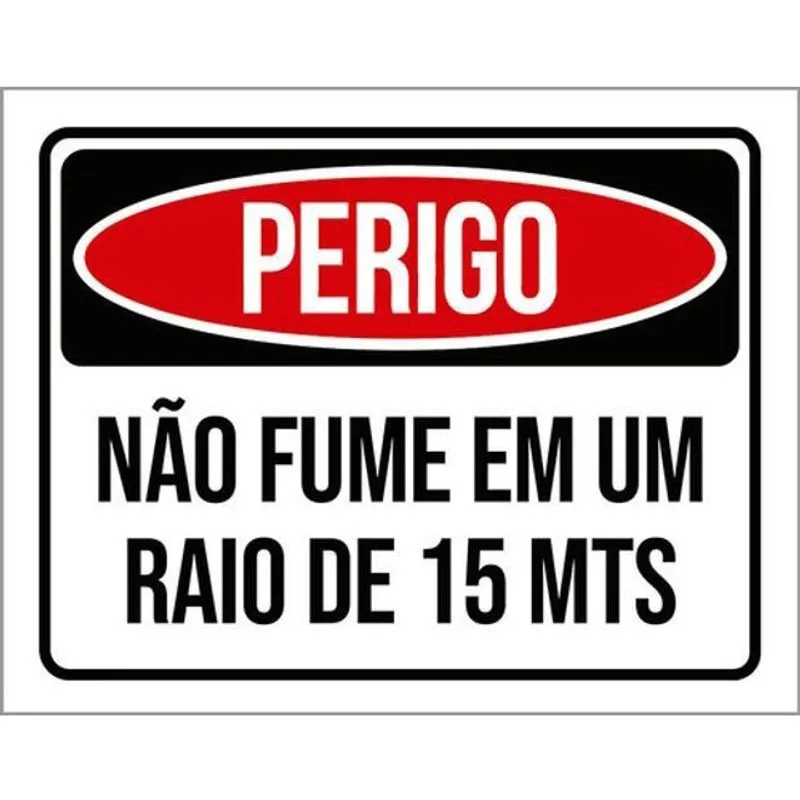 Kit 5 Placas De Perigo Não Fume 15 Metros 36X46