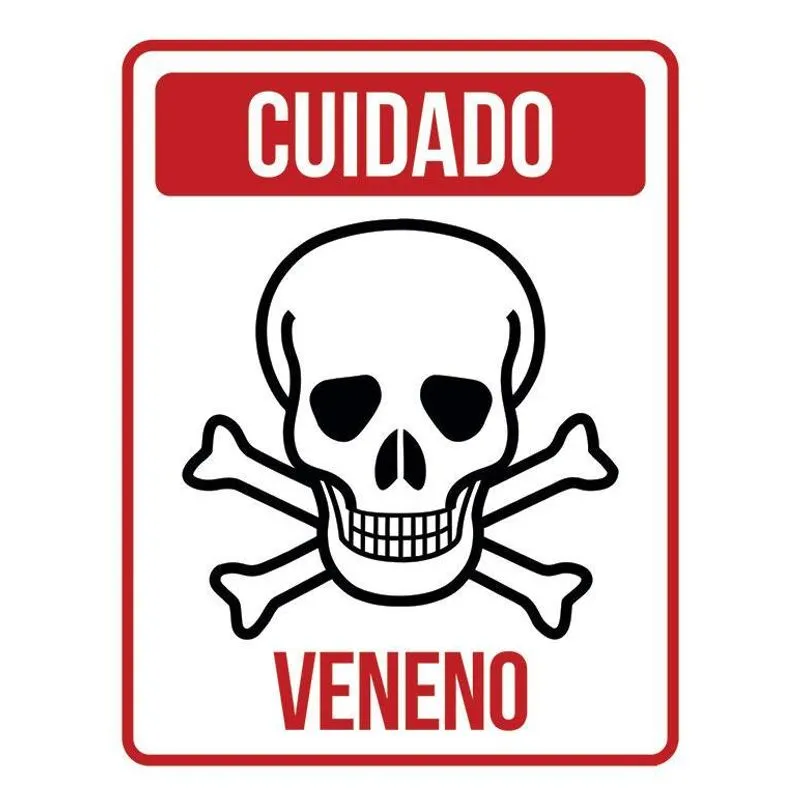 Placa Atenção Cuidado Aviso Sinalização Veneno 36x46