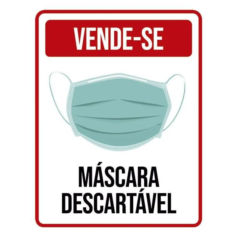 Placa Cuide-se Vende-se Máscara Descartável 36x46