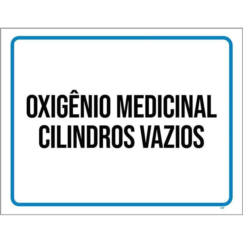 Placa Sinalização Oxigênio Medicinal Cilindros Vazios 36x46