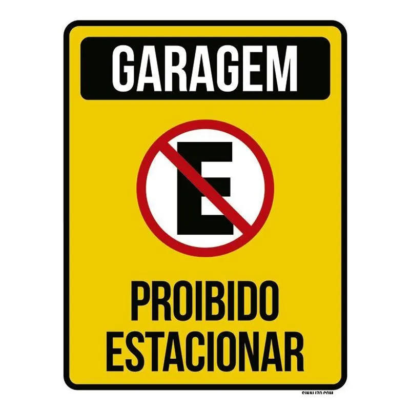 Placa Sinalização Garagem Proibido Estacionar Amarela 36x46