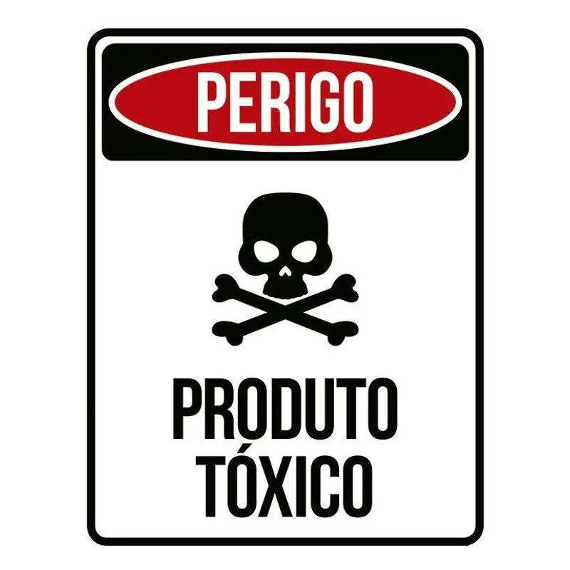 Placa Sinalização - Perigo Caveira Produto Tóxico 36X46