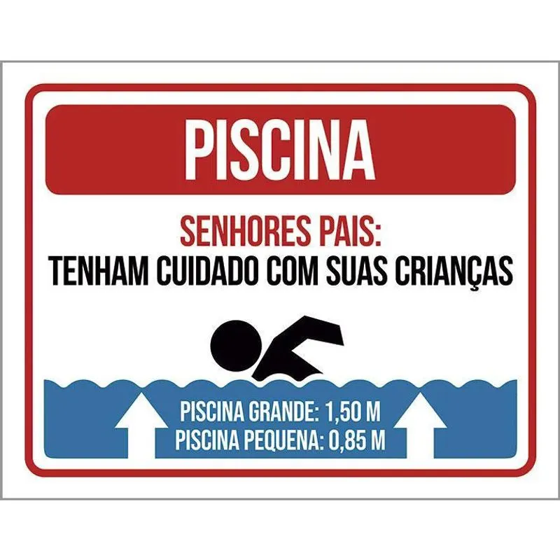 Placa Piscina Senhores Pais Cuidado Com Crianças 36X46