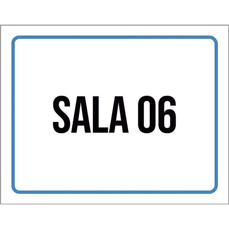 Placa Sinalização Azul Sala 6 36x46