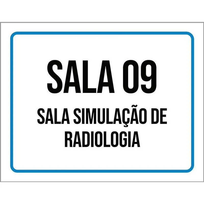 Placa Sinalização Azul Sala 9 Simulação Radiologia 36x46