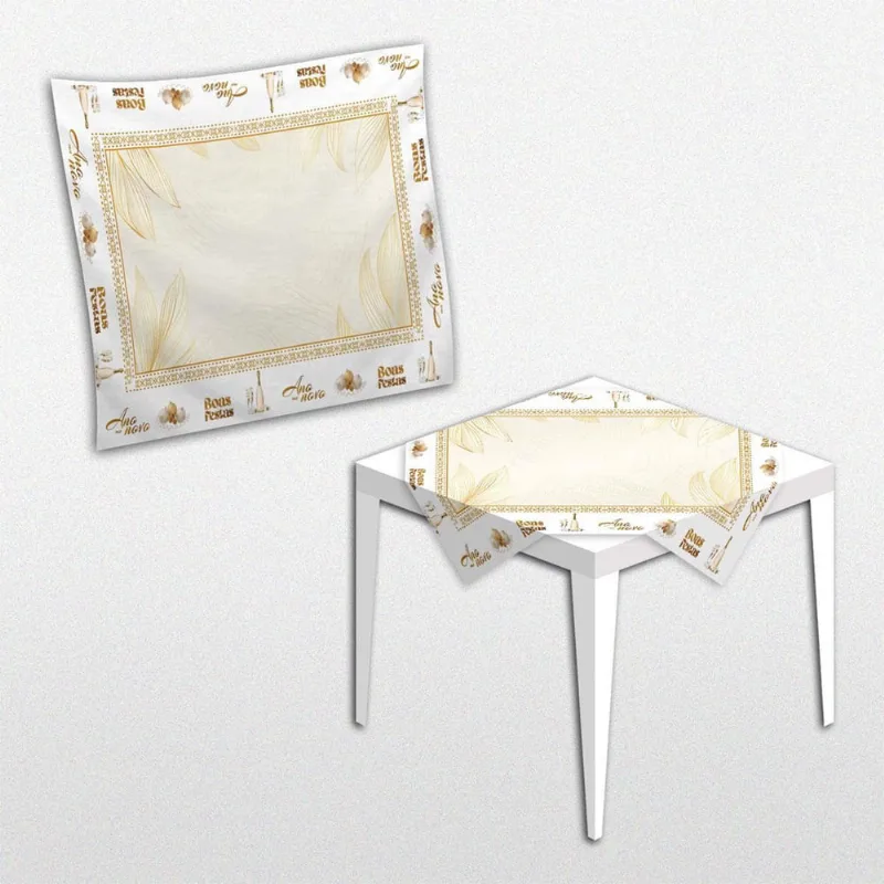 Toalha Forro De Mesa Ano Novo Tecido Oxford 80Cm