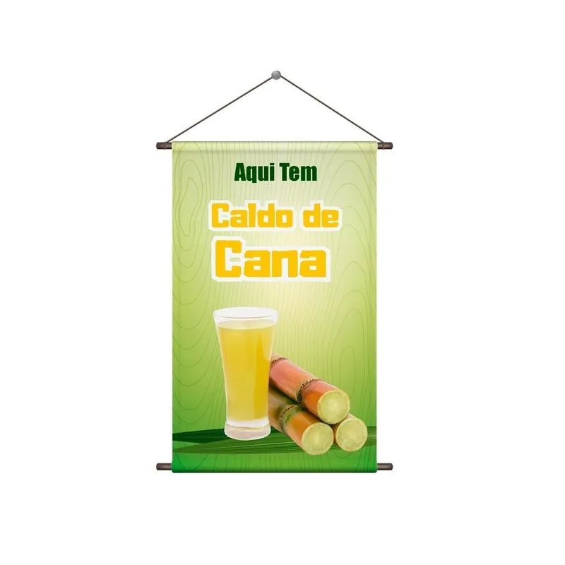 Banner Vertical Caldo Cana Bastão E Cordinha Personalizado