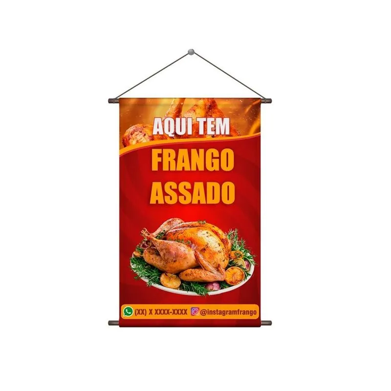 Banner Vertical Frango Assado Bastão E Cordinha