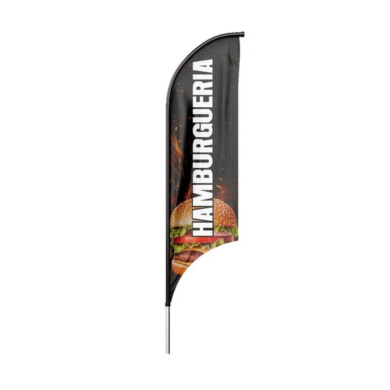 Wind Banner Hambúrguer Com Haste Dupla Face Tamanho 220X60Cm
