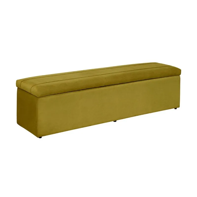 Baú Helena 158Cm Calçadeira Estofada Suede Diversas Cores