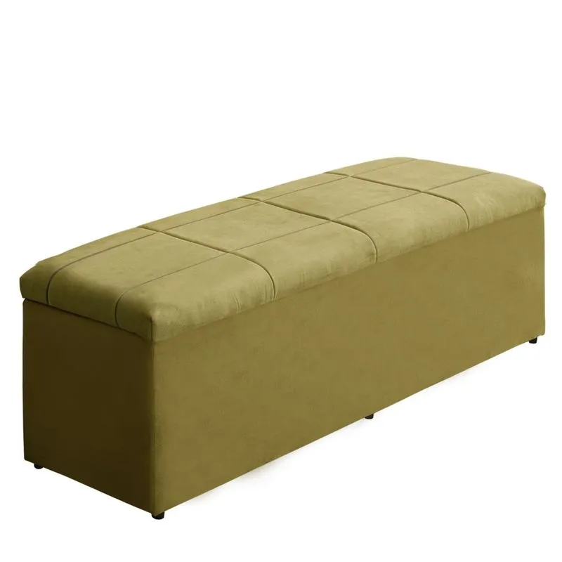 Baú Raissa 138Cm Calçadeira Estofada Suede Diversas Cores