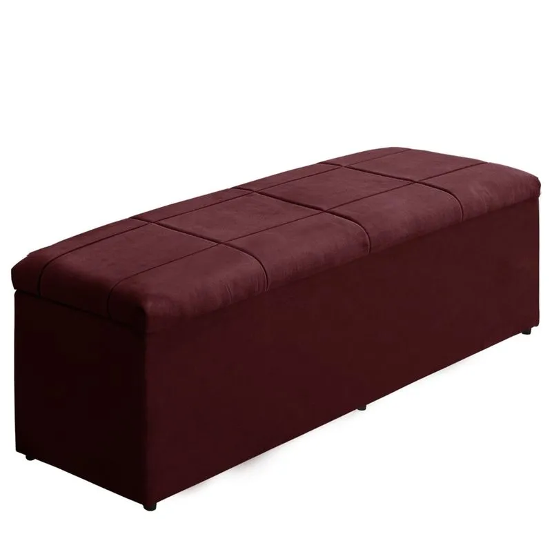 Baú Raissa 158Cm Calçadeira Estofada Suede Diversas Cores