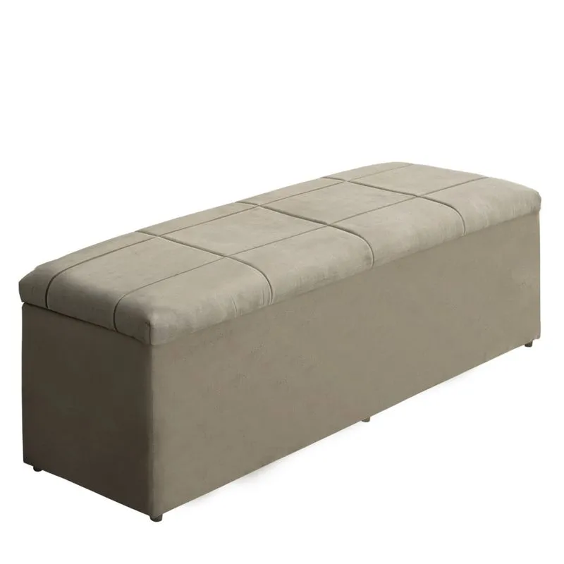 Baú Raissa 193Cm Calçadeira Estofada Suede Diversas Cores