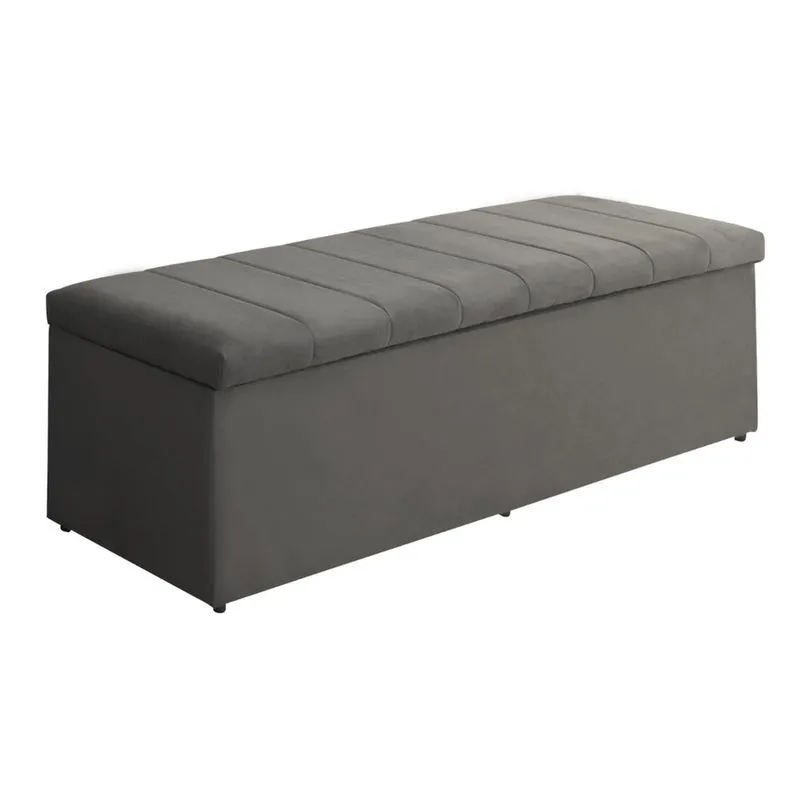 Baú Vitória 100Cm Calçadeira Estofada Suede Diversas Cores