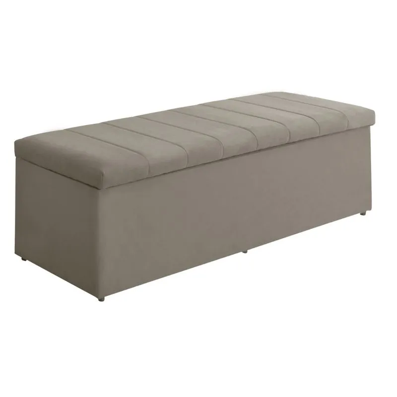 Baú Vitória 100Cm Calçadeira Estofada Suede Diversas Cores