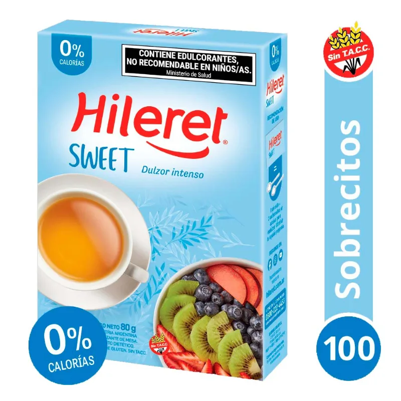 Edulcorante en polvo x 100 Un Hileret Endulzante Hileret Sweet X 100 Sobrecitos