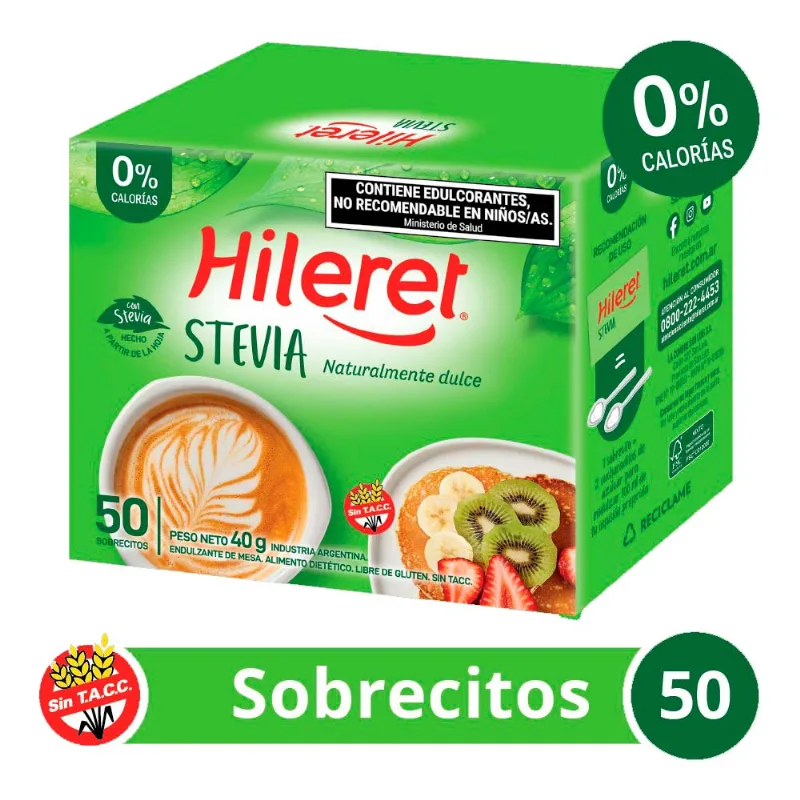 Edulcorante Stevia x 50 Un 40 Grs Hileret