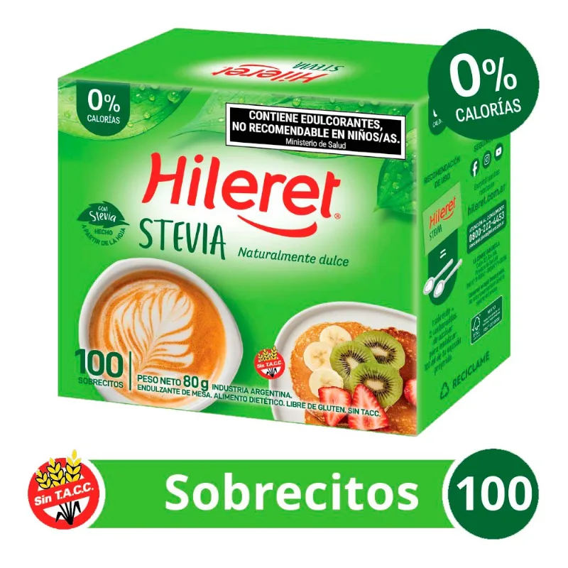 Edulcorante Stevia x 100 Un 80 Grs Hileret