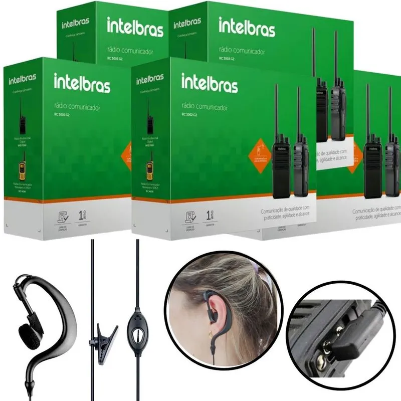 10 Rádio Comunicador Intelbras RC3002 Longo Alcance e Fones Com Microfone