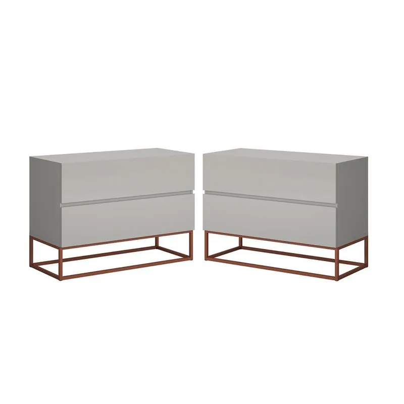 Conjunto 2 mesa de cabeceira eros industrial 60CM off white / cobre