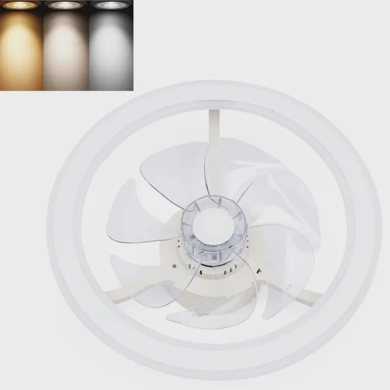Ventilador Lustre Lampada de Teto Luxo Grande Led Ajustavel Casa Apartamento Controle 3 em 1 Quarto Sala de Estar Silencioso Branco Frio Quente