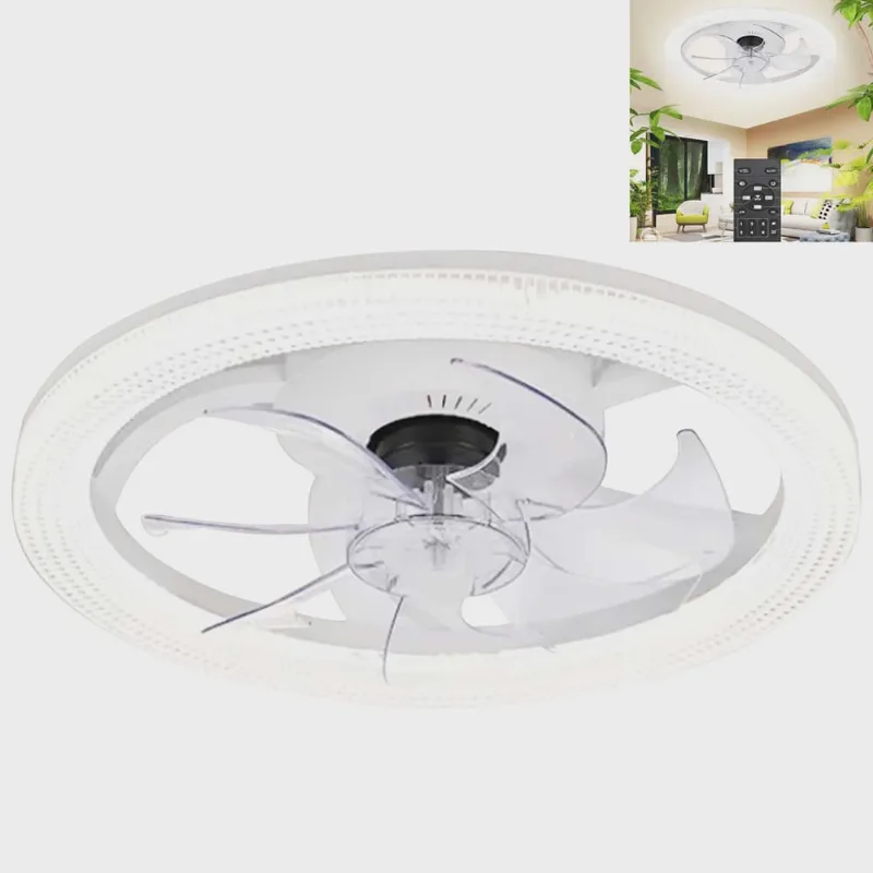 Ventilador Lustre Lampada de Teto Luxo Grande Led Ajustável Quarto Casa Controle 3 em 1 Apartamento Sala de Estar Silencioso Branco Frio Quente