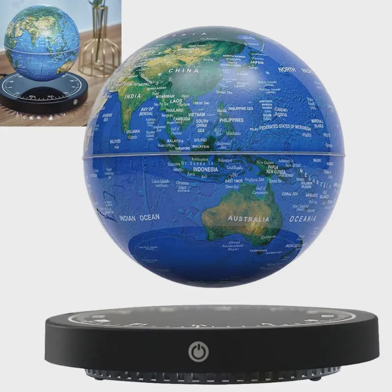 Globo Terrestre Giratorio Magnetico Flutuante Luminaria Planeta Terra Gira 360 Viagem Estudos Geografia Escola Casa Mesa Estante Quarto Casa Escrivaninha Casa
