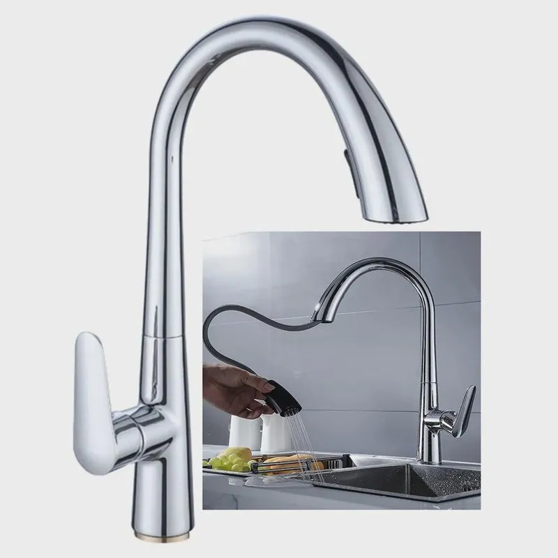 Torneira Goumert Extensivel Cozinha Pia Bancada Monocomando Luxo Agua Fria Quente Jatos Agua 360 Graus Moderna Decorativa
