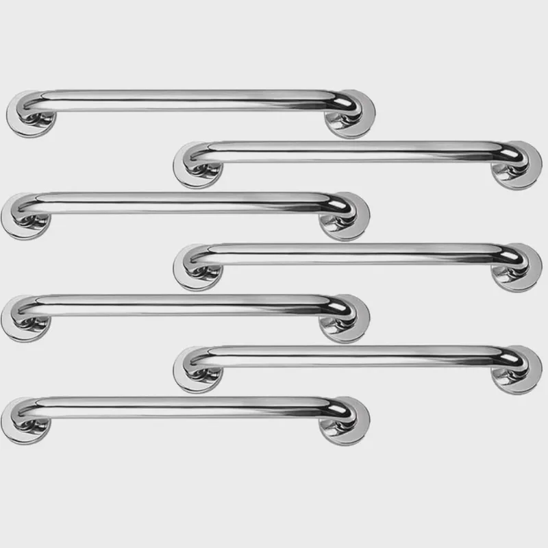Barra Apoio Aço Inox Kit 7 Uni Alça 50cm Gestante Idoso Cadeirante Anti Queda Evita Acidentes Banheiro Escada Corrimao Suporte Resistente