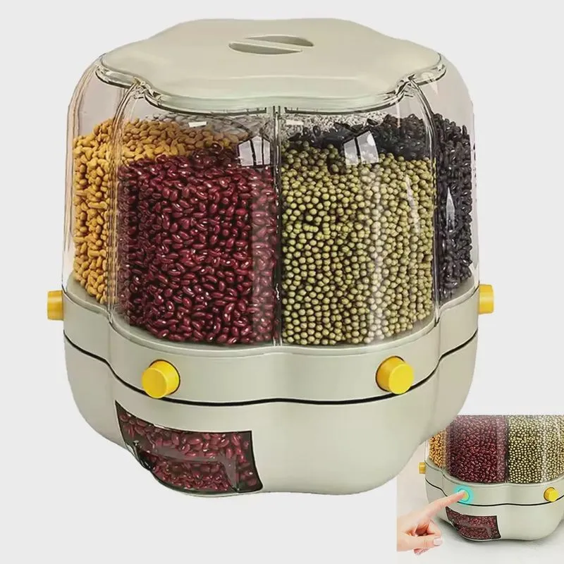 Dispenser Giratorio Cereal Grao Feijao Arroz Condimento Porta Tempero 360 Graus Armazenamento Hermetico Cozinha Armario Bancada
