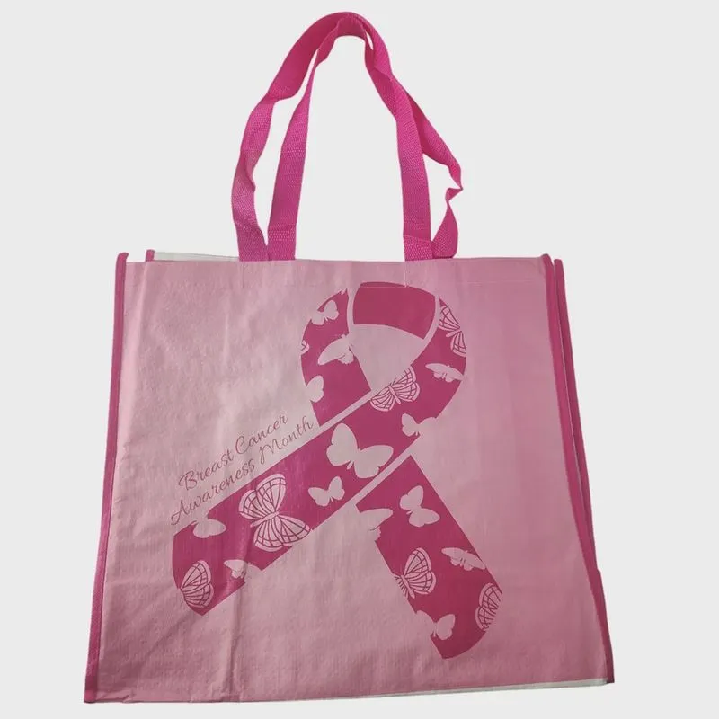 Bolsa Ecobag Ecologica Conscientizaçao Cancer de Mama Sacola de Ombro Dobravel Compras Mercado Retornavel Reutilizavel